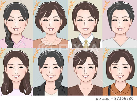 きれいな女性8人の表情 87366530