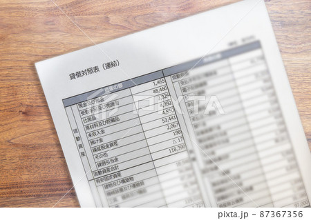 会社の決算書類 貸借対照表B/S バランスシート 流動資産 87367356