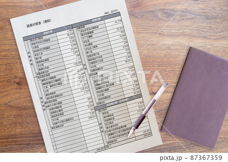 会社の決算書類 貸借対照表B/S バランスシート 手帳 87367359
