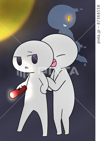 怪しい夜に肝試しをするキャラクター 87368558