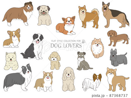 犬のフラットなイラストセット 87368737