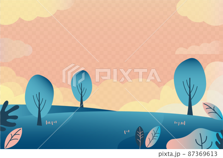 Vector illustration material of green hill, blue sky, landscape Vector illustration material of green hill, blue sky, landscape 87369613