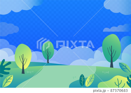 Vector illustration material of green hill, blue sky, landscape Vector illustration material of green hill, blue sky, landscape 87370683