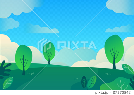 Vector illustration material of green hill, blue sky, landscape Vector illustration material of green hill, blue sky, landscape 87370842