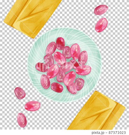 Hand-painted watercolor-style illustration of fruit grapes on a plate 87371023