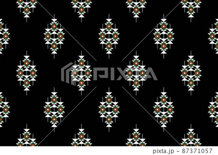 Geometric ethnic oriental seamless pattern traditional Design for background,carpet,wallpaper.clothing,wrapping,Batik fabric,Vector illustration.embroidery style - Sadu, sadou, sadow or sado 87371057