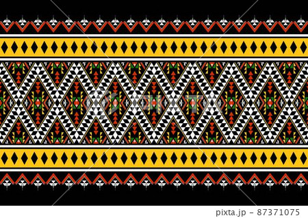 Geometric ethnic oriental seamless pattern traditional Design for background,carpet,wallpaper.clothing,wrapping,Batik fabric,Vector illustration.embroidery style - Sadu, sadou, sadow or sado 87371075