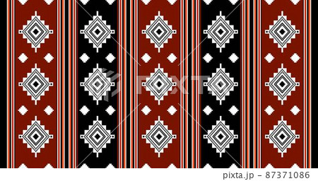 Geometric ethnic oriental seamless pattern traditional Design for background,carpet,wallpaper.clothing,wrapping,Batik fabric,Vector illustration.embroidery style - Sadu, sadou, sadow or sado 87371086