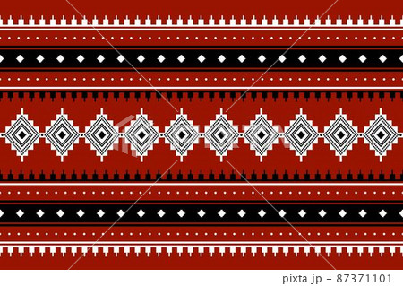 Geometric ethnic oriental seamless pattern traditional Design for background,carpet,wallpaper.clothing,wrapping,Batik fabric,Vector illustration.embroidery style - Sadu, sadou, sadow or sado 87371101