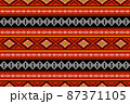 Geometric ethnic oriental seamless pattern traditional Design for background,carpet,wallpaper.clothing,wrapping,Batik fabric,Vector illustration.embroidery style - Sadu, sadou, sadow or sado 87371105