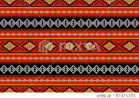 Geometric ethnic oriental seamless pattern traditional Design for background,carpet,wallpaper.clothing,wrapping,Batik fabric,Vector illustration.embroidery style - Sadu, sadou, sadow or sado 87371105