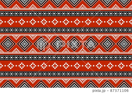 Geometric ethnic oriental seamless pattern traditional Design for background,carpet,wallpaper.clothing,wrapping,Batik fabric,Vector illustration.embroidery style - Sadu, sadou, sadow or sado 87371106