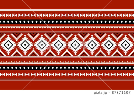 Geometric ethnic oriental seamless pattern traditional Design for background,carpet,wallpaper.clothing,wrapping,Batik fabric,Vector illustration.embroidery style - Sadu, sadou, sadow or sado 87371107