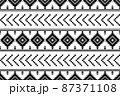 Geometric ethnic oriental seamless pattern traditional Design for background,carpet,wallpaper.clothing,wrapping,Batik fabric,Vector illustration.embroidery style - Sadu, sadou, sadow or sado 87371108