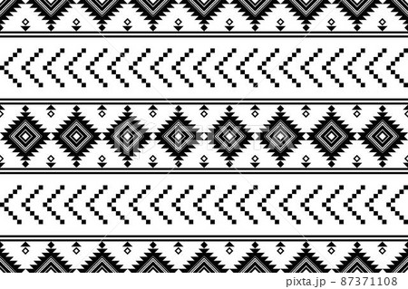 Geometric ethnic oriental seamless pattern traditional Design for background,carpet,wallpaper.clothing,wrapping,Batik fabric,Vector illustration.embroidery style - Sadu, sadou, sadow or sado 87371108