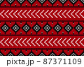 Geometric ethnic oriental seamless pattern traditional Design for background,carpet,wallpaper.clothing,wrapping,Batik fabric,Vector illustration.embroidery style - Sadu, sadou, sadow or sado 87371109