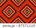Geometric ethnic oriental seamless pattern traditional Design for background,carpet,wallpaper.clothing,wrapping,Batik fabric,Vector illustration.embroidery style - Sadu, sadou, sadow or sado 87371110