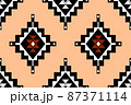 Geometric ethnic oriental seamless pattern traditional Design for background,carpet,wallpaper.clothing,wrapping,Batik fabric,Vector illustration.embroidery style - Sadu, sadou, sadow or sado 87371114
