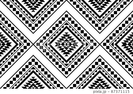 Geometric ethnic oriental seamless pattern traditional Design for background,carpet,wallpaper.clothing,wrapping,Batik fabric,Vector illustration.embroidery style - Sadu, sadou, sadow or sado 87371115