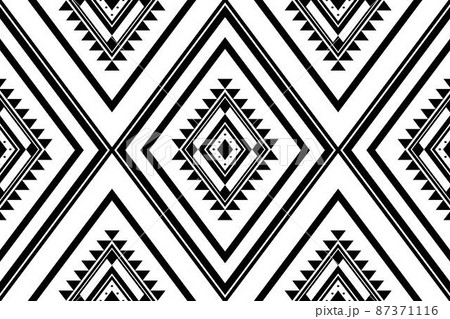 Geometric ethnic oriental seamless pattern traditional Design for background,carpet,wallpaper.clothing,wrapping,Batik fabric,Vector illustration.embroidery style - Sadu, sadou, sadow or sado 87371116