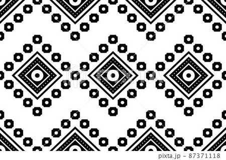 Geometric ethnic oriental seamless pattern traditional Design for background,carpet,wallpaper.clothing,wrapping,Batik fabric,Vector illustration.embroidery style - Sadu, sadou, sadow or sado 87371118