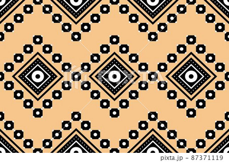 Geometric ethnic oriental seamless pattern traditional Design for background,carpet,wallpaper.clothing,wrapping,Batik fabric,Vector illustration.embroidery style - Sadu, sadou, sadow or sado 87371119