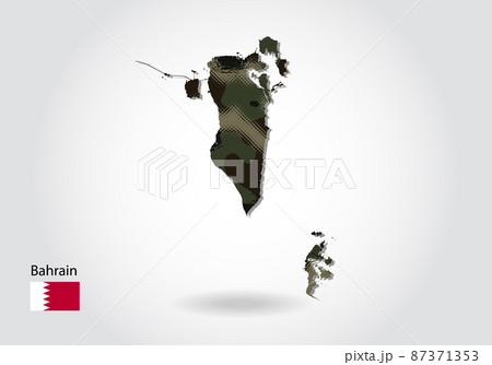bahrain map with camouflage pattern, Forest / green texture in map. Military concept for army, soldier and war. coat of arms, flag. bahrain map with camouflage pattern, Forest / green texture in map. Military concept for army, soldier and war. coat of arms, flag. 87371353