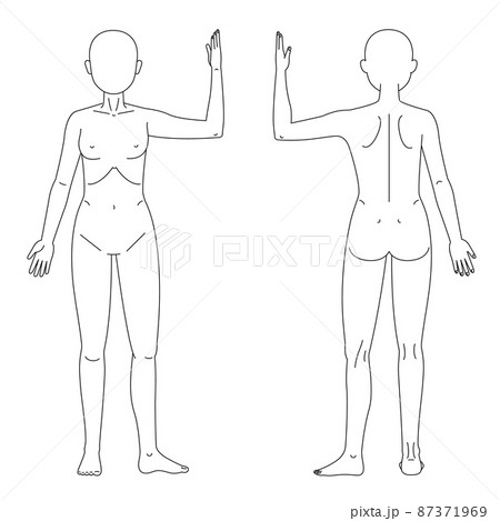 左手上げて左足を広げている人体図 87371969