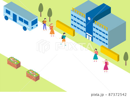 登下校の風景　学校 87372542