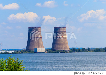 Cooling towers of Zaporizhia Nuclear Power Station in Enerhodar, Ukraine Cooling towers of Zaporizhia Nuclear Power Station in Enerhodar, Ukraine 87372877