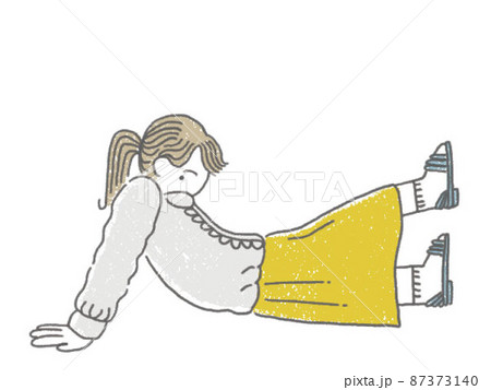 座るポーズの女の子のイラスト素材