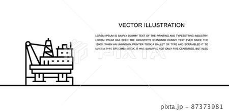 Vector oil platform in sea, fuel rig, pumping station one line icon. Continuous one line 87373981