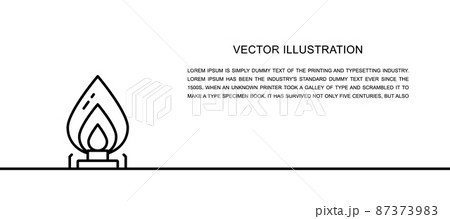 Vector gas stove, oil burner one line icon. Continuous one line 87373983