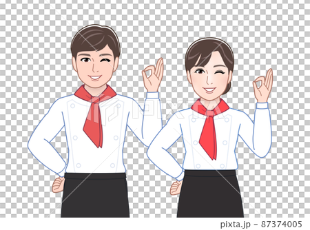 レストランで働く人 87374005