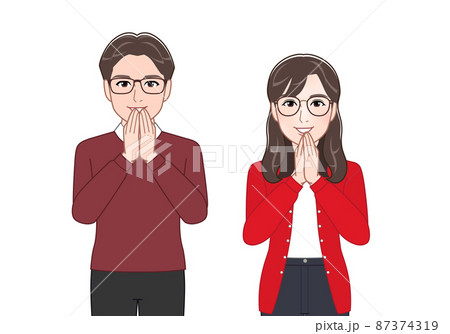 メガネをしている夫婦 メガネをしている夫婦 87374319