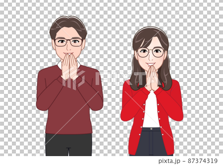 メガネをしている夫婦 メガネをしている夫婦 87374319