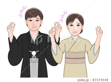 着物を着た若い二人の男女 着物を着た若い二人の男女 87374549