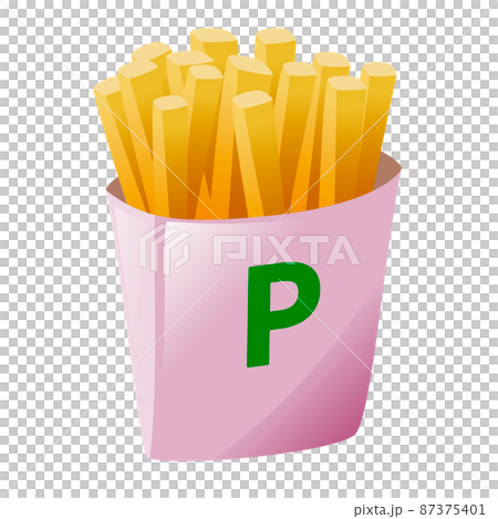 French fries in a pink package 87375401