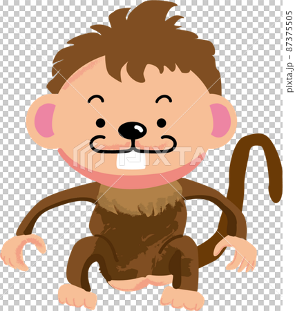 立っているかわいいサルのイラスト 87375505