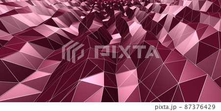 デジタルな波形パターン、ワイヤーフレーム3D、ウェーブモデル 87376429