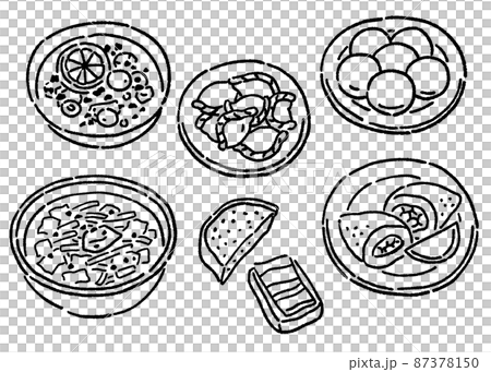 烏克蘭當地美食線描的矢量插圖集 烏克蘭當地美食線描的矢量插圖集 87378150