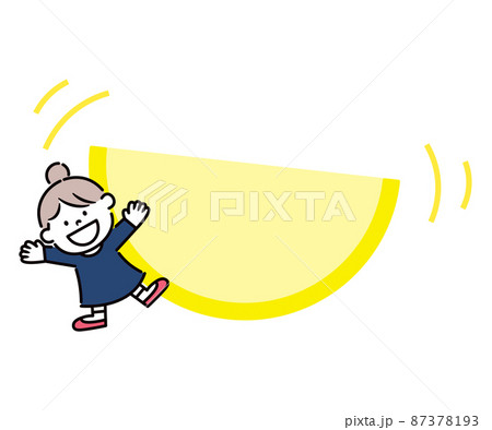 女の子とレモンの吹き出しイラスト素材 87378193