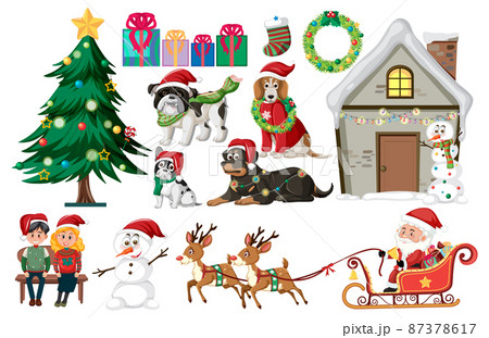 Christmas set with tree and decorations 87378617