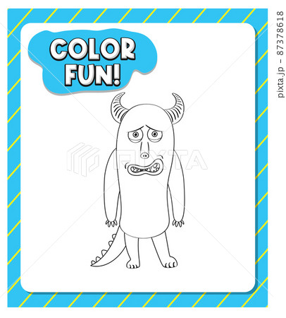Worksheets template with color fun! text and monster outline Worksheets template with color fun! text and monster outline 87378618