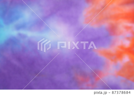 Blurred abstract tie dye multicolor fabric cloth pattern texture 87378684
