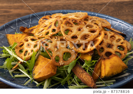 蓮根チップスと素揚げ野菜のサラダ 87378816