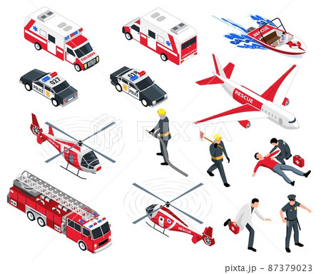 Service Vehicles Isometric Set 87379023