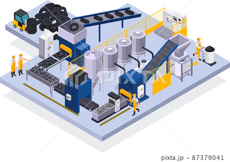 Tire Production Isometric Illustration 87379041