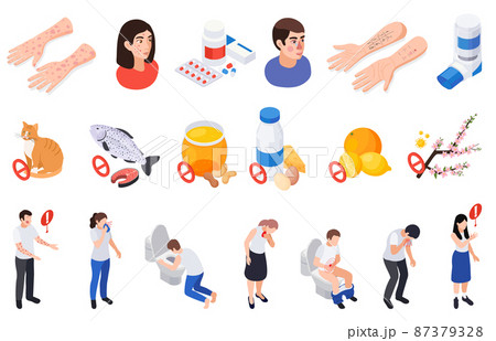 Allergy Symptoms Icon Set 87379328