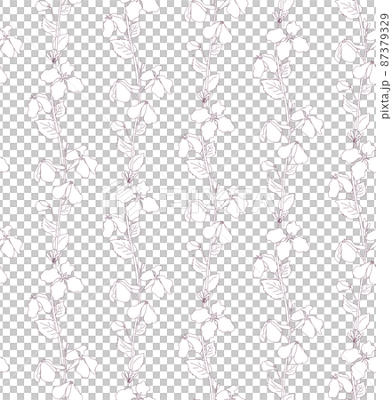 春の草花が並んだ線画のおしゃれなシームレスパターンのイラスト ブルーグリーン 春の草花が並んだ線画のおしゃれなシームレスパターンのイラスト ブルーグリーン 87379329